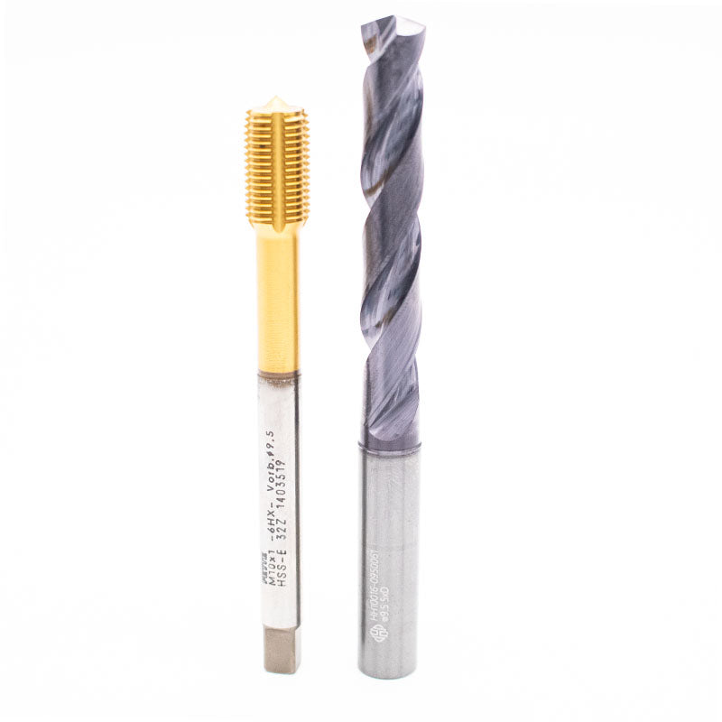 Set Ø9,5mm Spiralbohrer 5xD VHM und Gewindeformer M10x1 HSS-E