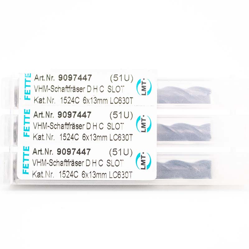 6 x 13 mm Z3 LMT FETTE DHC SLOT Schaftfräser mit ungleichem Drallwinkel