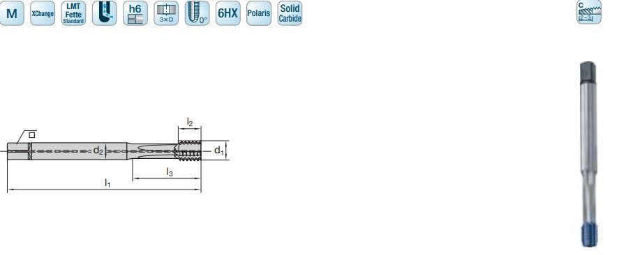 LMT FETTE Maschinengewindebohrer M8 XChange- Schaft Size01 IKR