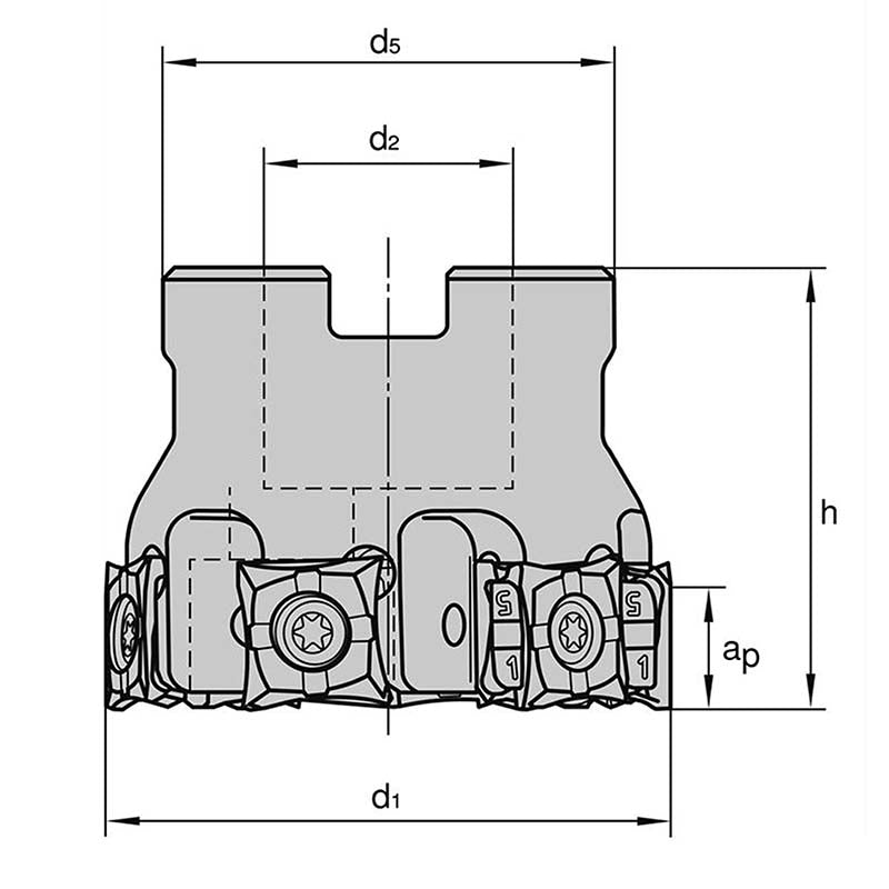 Tangentialfräser 90° Ø 160,00 mm 13 Zähne XNMU 1206
