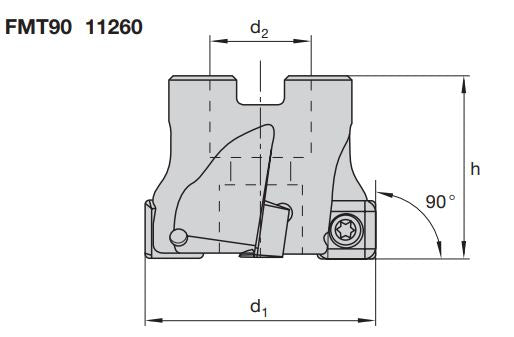 1 Stk. FMT90 S12.080AN  Twincut-Eckfräsköpfe 90°  LMT FETTE