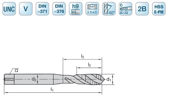 Maschinengewindebohrer TC-CUNC 5/16 x 18-2B-V40-1