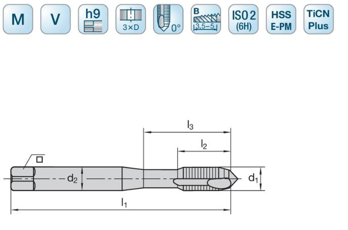 Maschinengewindebohrer M6 TC-BM 06.x 1.00-6H-V0-1 LMT FETTE