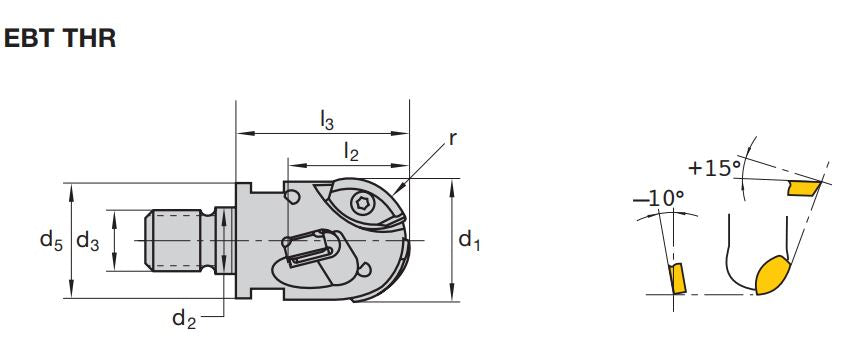 EBT X16.025TF036 Kugel-Kopierschruppaufschraubfräser mit Twincut-Geometrie