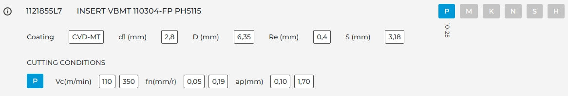 Palbit Wendeschneidplatte VBMT11030-FP HH5115