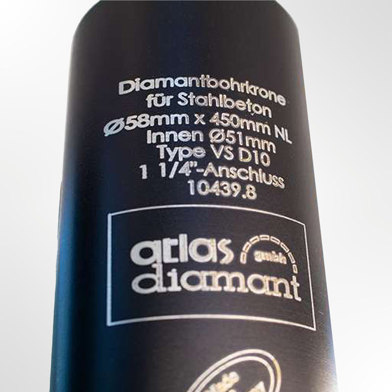 Atlas Diamant Diamantbohrkrone für Stahlbeton ø58mm x 150mm 1¼"-Anschluss